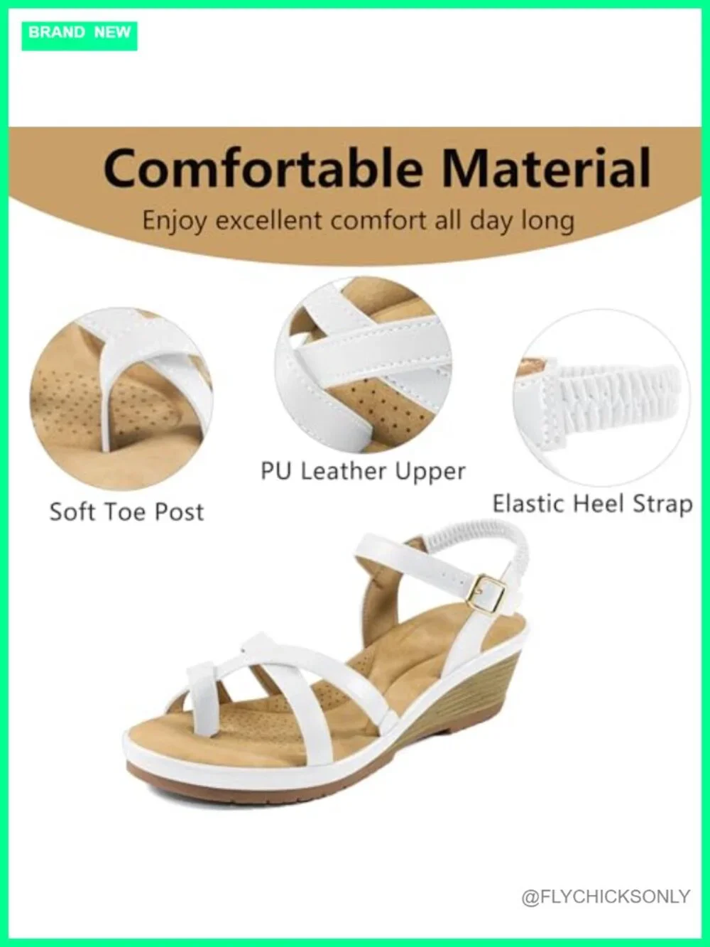 PU Leather Wedge Sandals with Platform - Comfortable Casual Walking Shoes for